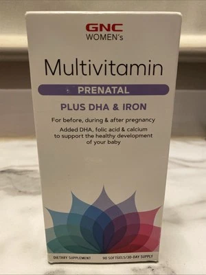 GNC Mujer Multivitamínico Fórmula Prenatal DHA y Hierro 90 Unidades Geles Blandos 11/25 Foto 1 de 3