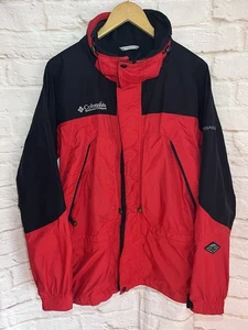 Columbia Titanium Omni-Tech Jacket Mens Medium Black & Red Multi Pocket Full Zip - Picture 1 of 18