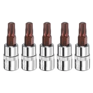 5pcs T30 Torx Bit Socket 1/4" Square Drive Extension Impact Bit, Red - Picture 1 of 7