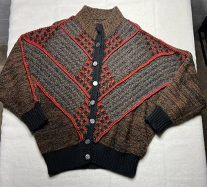 Cárdigan suéter vintage para hombre con botones geométrico Chevron sin marca sin talla - Imagen 1 de 7