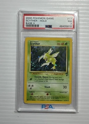 2000 Pokemon Base Set 2  #17 Scyther Holo - PSA 7 NM - Image 1 of 2