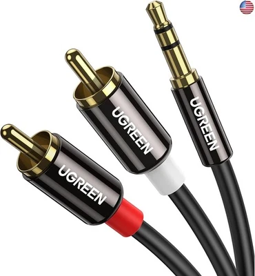Cable UGREEN 3,5 mm a RCA, 6,6 PIES RCA macho a auxiliar adaptador de audio sonido HiFi Foto 1 de 4
