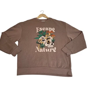 Escape To Nature Totenkopf Blumen Hippie Pullover Langarm Sweatshirt Unisex Gr. S - Bild 1 von 10