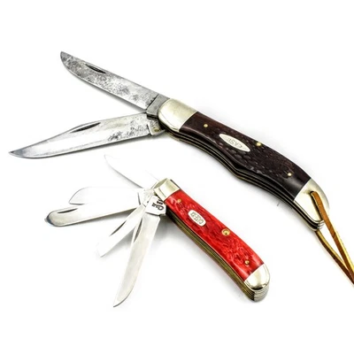 Lote de 2 cuchillos de bolsillo plegables multiherramienta ciervo de acero inoxidable Casexx #X752 Foto 1 de 4