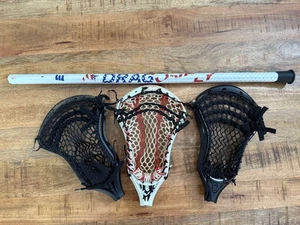 Dragonfly Lacrosse Shaft 30” White Red Blue Stick C iQ5 3 nets Heads Bundle Set - Picture 1 of 14