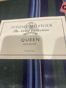 Tommy Hilfiger Hunter House Queen Blue Green Stripe Bed Skirt Crest Collection - Picture 1 of 7