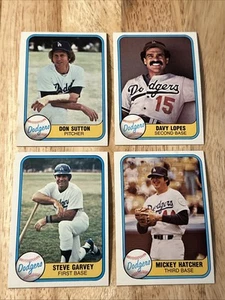 Lot-4 MLB CARDS-Los Angeles Dodgers 1981 Fleer-Steve Garvey/Hatcher/Lopes/Sutton - Bild 1 von 6
