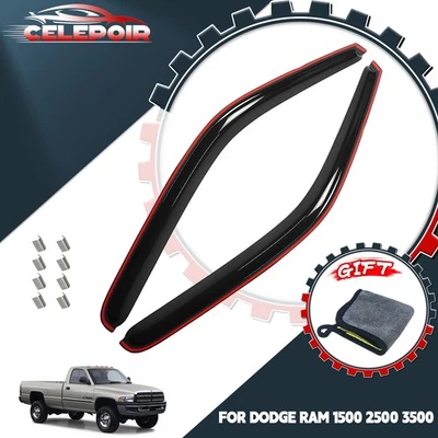 Para Ram 1500/2500/3500 1994-2002 Viseras de ventilación de ventana en canal Protectores de lluvia solar Foto 1 de 4