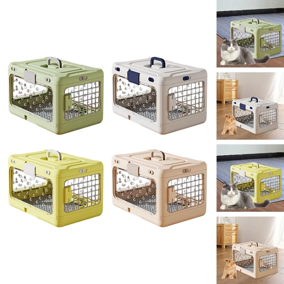 Folding Puppy Crate Cat Transport Box Reusable Hard Sided Transparent Portable - Image 1 of 1
