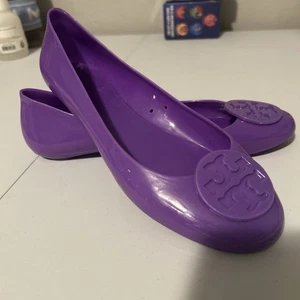 Tory Burch Reva türkis lila Jelly flache Schuhe Logo - Bild 1 von 13
