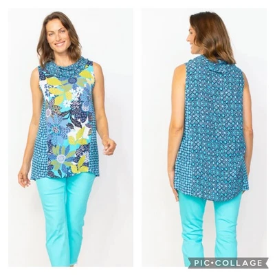 Habitat Cowl Tank Lake Print Blue Floral Size Large - Image 1 of 4