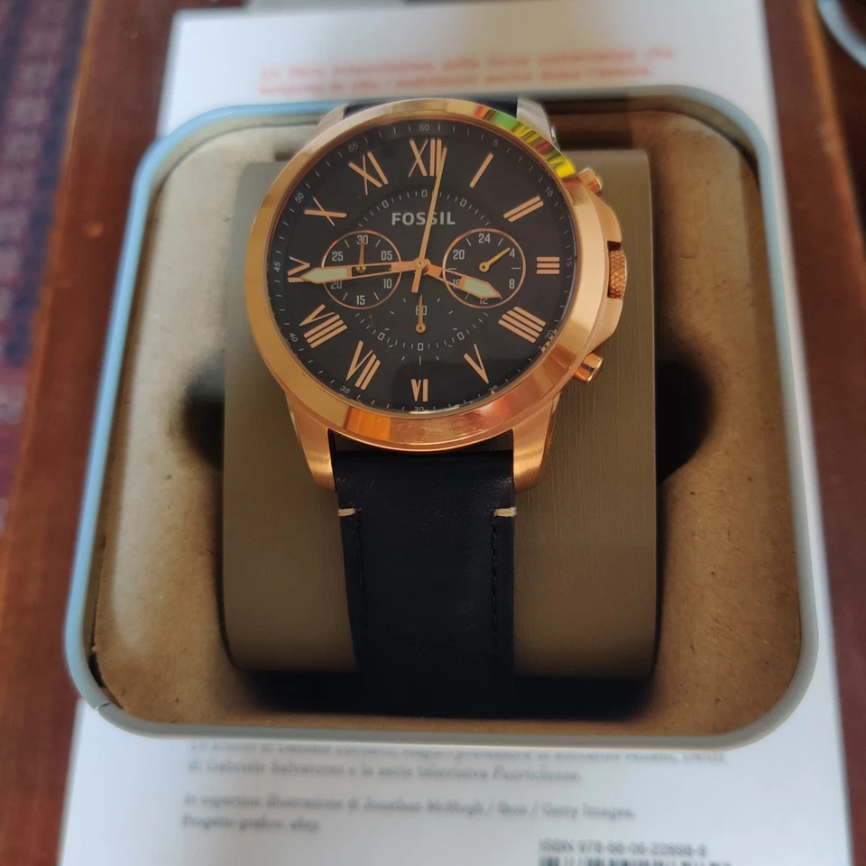 Orologio Fossil FS4835 Con Funzione Di Cronografo Con Quadrante Blu Cinturino Bl - Immagine 1 di 4