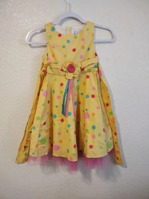 Редкие издания девочек платье размер 6 в горошек день рождения винтажный желтый розовый тюль  - Изображение 1 из 4