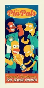 The Simpsons Pin Pals Barney Homer Dave Perillo Poster Print Art 12x24 Mondo - Picture 1 of 1