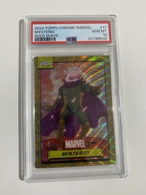 2024 Topps Chrome Marvel Gold Wave 37/50 Mysterio PSA 10 - Image 1 of 2