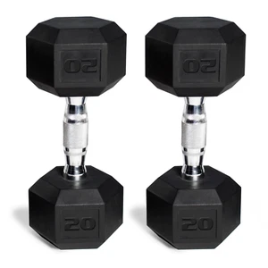 Rubber Coated Hex Dumbbells Set 20 Lbs Home Gym Fitness Exercise Workout 2Pcs - Picture 1 of 5