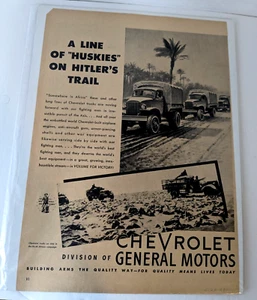 1943 Chevrolet Husky Trucks General Motors Print Ad WW2 On Hitler's Trail - Picture 1 of 3