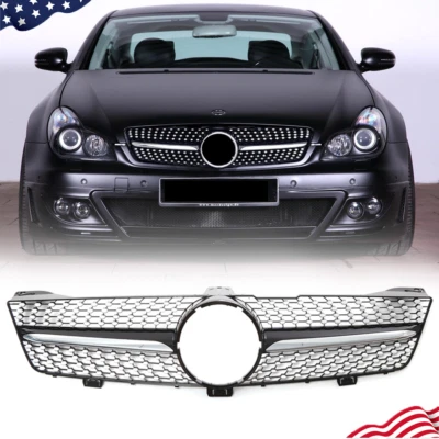 Chrome Black Front Grille For Mercedes Benz W219 CLS-Class CLS500 CLS550 2005-08 Foto 1 de 4