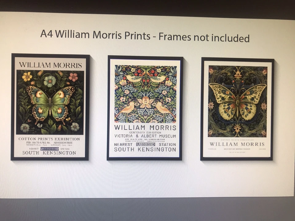 Set of 3 William Morris Vintage Unframed Art Prints Home Wall Art Gift A4 — 第 1/1 张图片