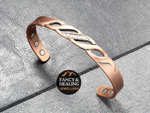 Swarovski Crystal Copper Bracelet, 6 Magnet Bracelet, Copper Bangle Cuff - Picture 1 of 21