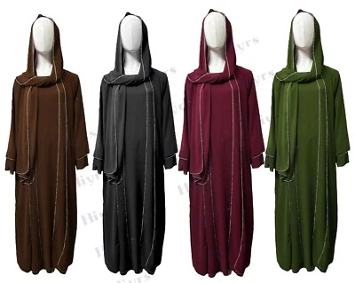 Maxi Vestido Para Mujer Musulmán Abaya Caftán Gasa Elegante Doble Capa Abaya y Bufanda Foto 1 de 4