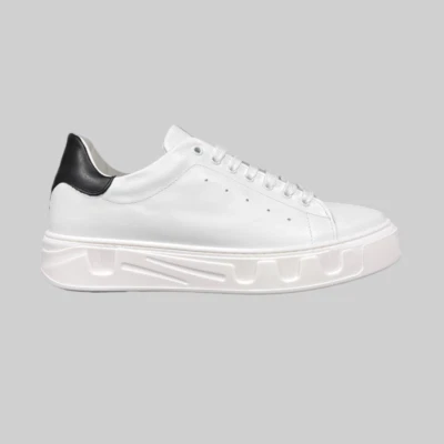 MIND LEATHER Sneakers Scarpe ML Uomo Pelle Bianco Nero Suola disegno Made in Italy