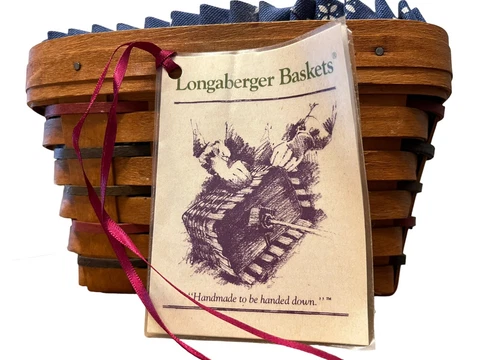 Longaberger 1994 Woven Traditions Large Berry Basket Blue Liner Protector 11533 Cover