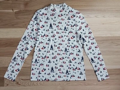 Camisa Top Ciervo Blanco Para Mujer Marfil Crema Invierno Cabina Cuello Simulado 12/14 L Usada en Excelente Condición Foto 1 de 4