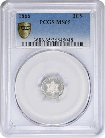 1866 Three Cent Silver MS65 PCGS Cover