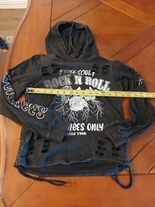 Sudadera con Capucha Grunge Mediana Juvenil - Estilo Rock Negro, Sudadera Suelta - Imagen 1 de 3