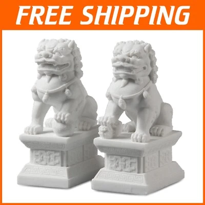 Large 18cm Pair of Foo Dog Statues - Asian Feng Shui Guardians for Home Decor - Image 1 of 4