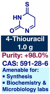 4-Thiouracil for R&D || CAS: 591-28-6 || 1.0 g || Purity: +98.0% - Foto 1 di 2