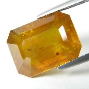 12.50Cts Natural Yellow Sapphire 14.4x10.6x7.5mm Emerald Cut Bankaja Gemstone - Picture 1 of 4