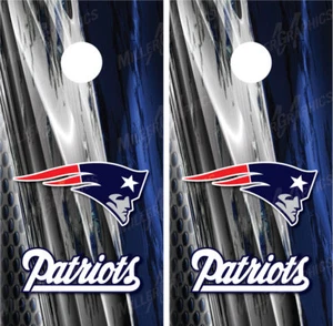 New England Patriots Ripped Metal Cornhole Board Decal Wrap Wraps - Set of 2 - Picture 1 of 3
