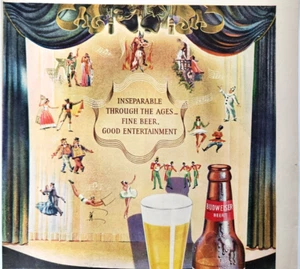 Entertainment Ballet Clown Budweiser Beer 1947 Ad Magazine Print Anheuser Busch - Picture 1 of 5