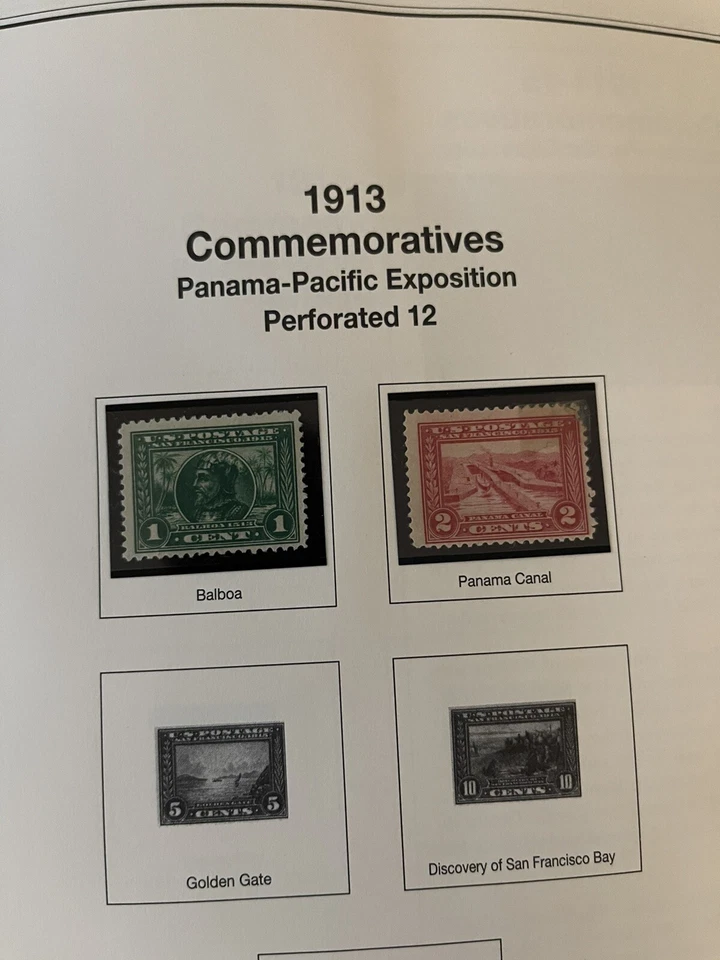 US Scott #397 Vasco Núñez de Balboa y Canal de Panamá (1913) 1¢ Verde/RojoPerf 12 MH Foto 1 de 1