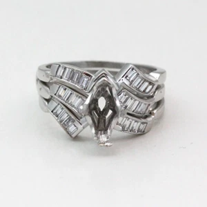Platinum Empty Mounting 1.50 cttw Accent Diamond Ring & Jacket Set - Size 8 - Picture 1 of 22