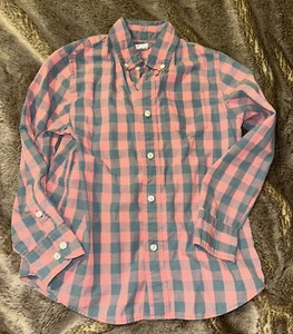 Crew Cuts Girls Pink Gray Long Sleeved Button Down Checkered Shirt Size 6-7 - Picture 1 of 5