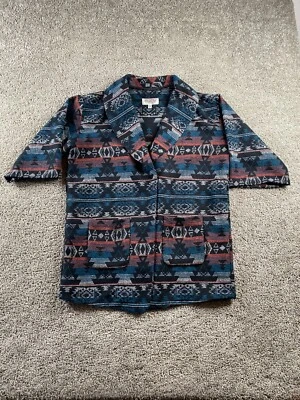 Chaqueta Chaqueta Ecote Mujer Grande Azul Negro Mezcla Lana Azteca Manta Damas Foto 1 de 4