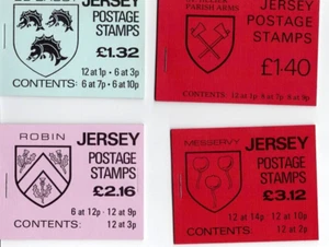 JERSEY STAMPS 4 stamp booklets, De Bagot, Robin, Messervy ,St Helier, Face £7 - Picture 1 of 2