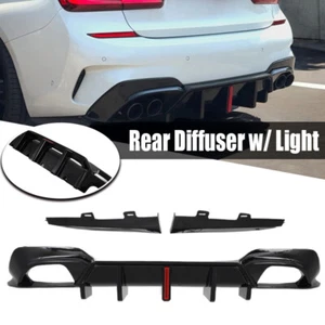 F1 STYLE BLACK REAR DIFFUSER W/LED LIGHT FOR BMW G20 PRE-LCI 3 SERIES 2019-2022 - Imagen 1 de 14