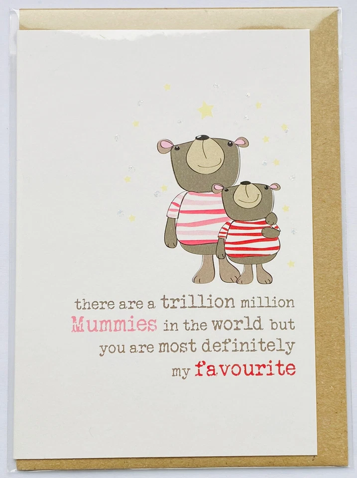 My Favourite Mummy - Happy Mother's Day Greeting Card, Two Bears New & Envelope - Image 1 of 2