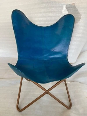 Silla mariposa de cuero hecha a mano Silla de acento de cuero BKF Silla de salón Foto 1 de 3