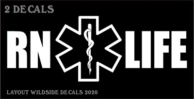 Juego de dos calcomanías RN LIFE estrella de la vida calcomanía médica vinilo pegatina ventana  Foto 1 de 4
