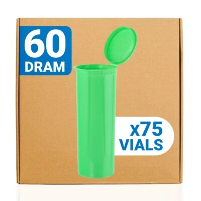 Frascos de dram Loud Lock Pop Top - Contenedores de almacenamiento de alimentos - 60 Dram - 75ct - Verde Foto 1 de 4