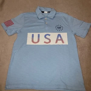 Gap Boys Polo Shirt Size 10 - Red White and Blue USA Collared Shirt July 4th Fit - Picture 1 of 7