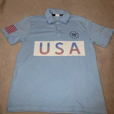 Gap Boys Polo Shirt Size 10 - Red White and Blue USA Collared Shirt July 4th Fit - Image 1 of 4