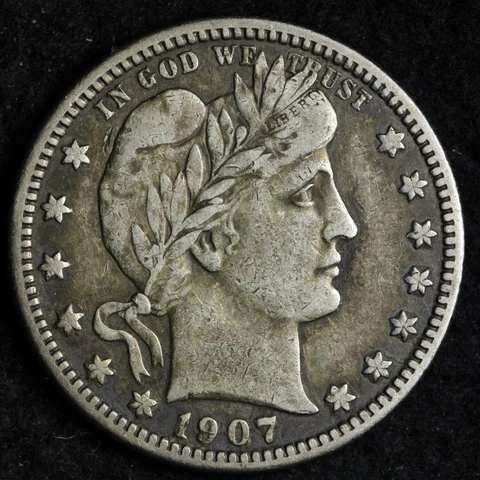 1907-O Barber Silver Quarter CHOICE XF E208 JHT Cover