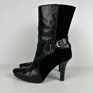 Cole Haan Leather & Suede Ankle Boots Women's Size 8.5 Black Zip Sides Heels - Picture 1 of 18