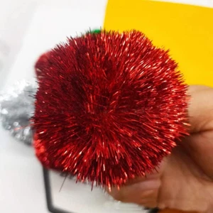 15Pcs Jumbo Glitter Tinsel Pom Poms Sparkle Balls for DIY Craft,Cat Toys-Red(2") - Picture 1 of 3